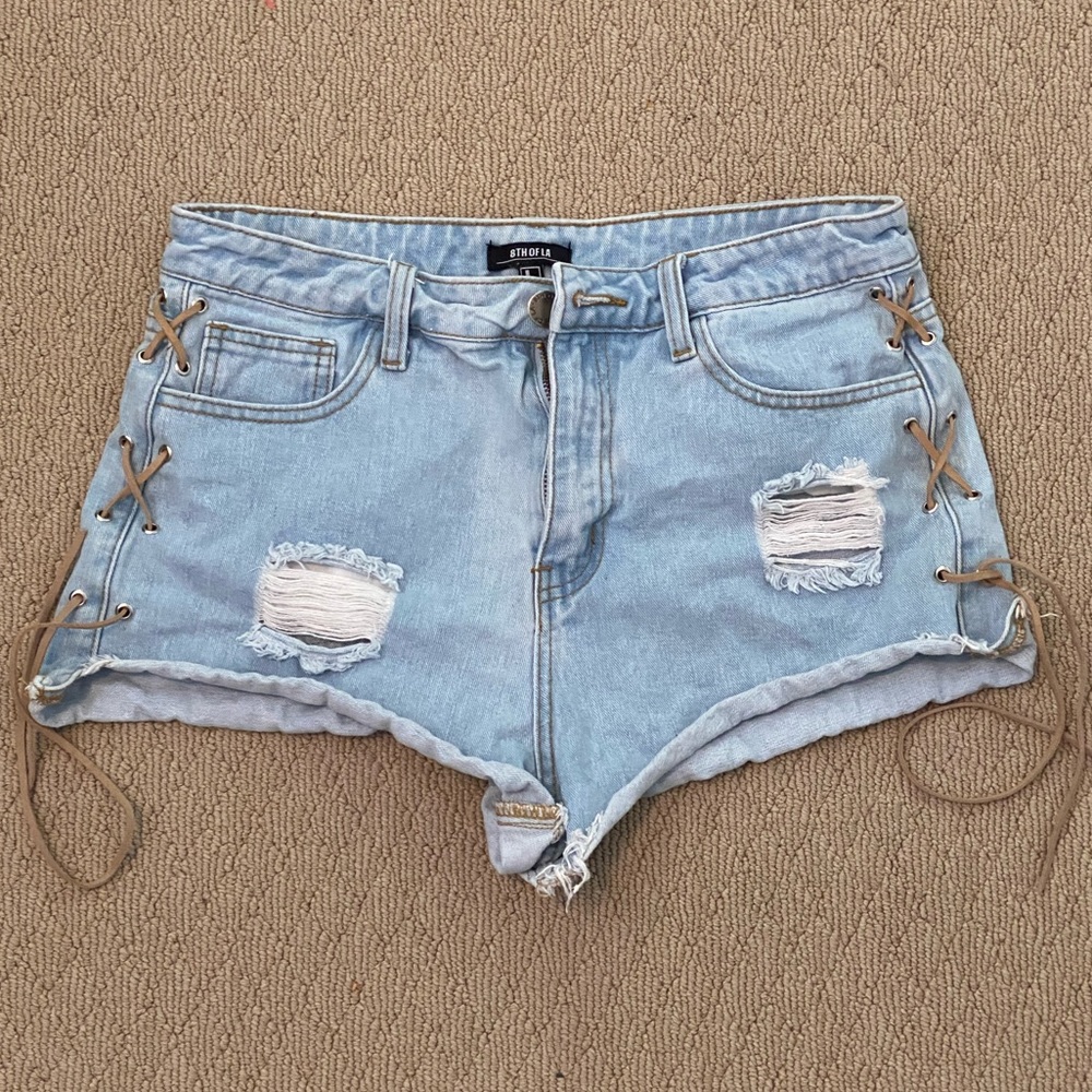 8th of LA Ripped Jean Shorts